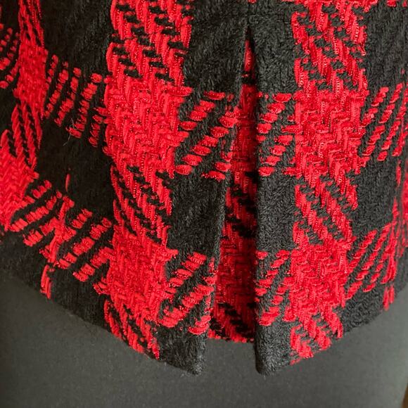 Coldwater Creek Red Black Tartan Plaid Tweed Blazer Size 6P Business Career - Picture 6 of 10